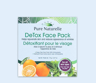 Natural DeTox Face Pack Pure Naturelle 100%: soap free cleanser, reduces dark spots, for all skin types