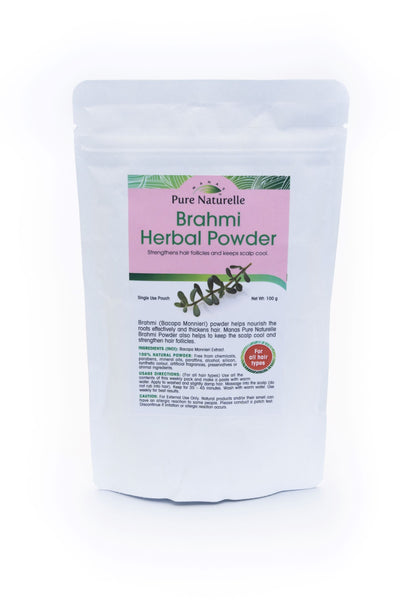 Accelerates hair growth, reduces hair fall, strengthens hair follicles... Manas Pure Naturelle  100% Natural Brahmi* Herbal Powder for all hair types (4 Weekly Single Use Pouches)