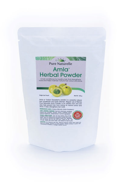 Maintains natural hair colour/shine, prevents premature greying, hair loss and strengthens roots... Manas Pure Naturelle 100% Natural Amla* Herbal Powder for all hair types (4 Weekly Single Use Pouches)