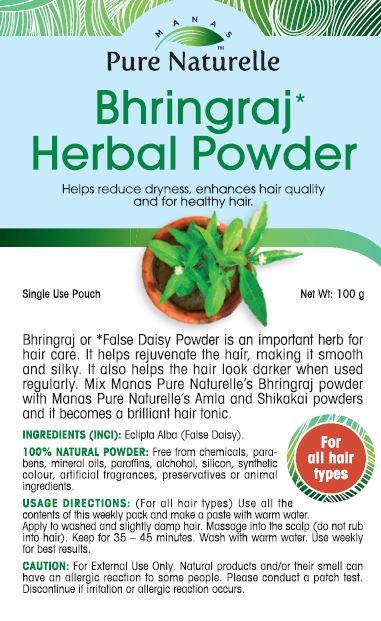 Bhringraj Herbal Powder Pure Naturelle 100%: powder for hair growth, fry scalp, thicknes, all hair types