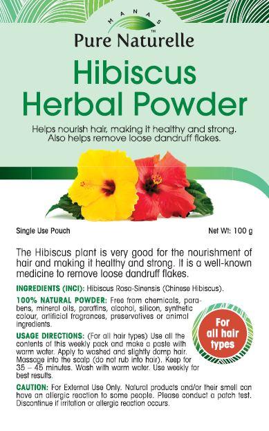 Hibiscus Herbal Powder Pure Naturelle 100%: powder for hair loss,  nourishes, all hair types