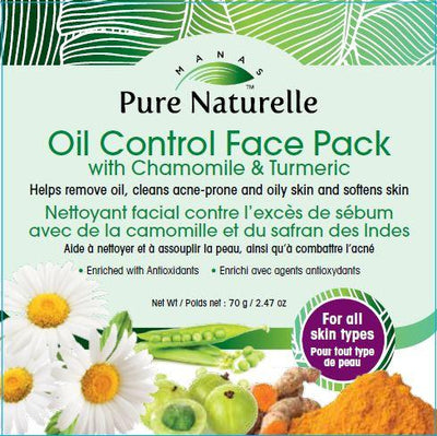 Oil Control Face Pack Pure Naturelle: natural oil for skin with Chamomile & Turmeric for  all skin types