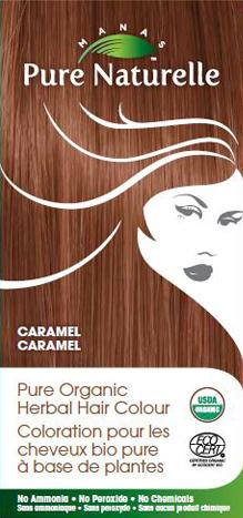 CARAMEL - Pure Organic, Manas PURE NATURELLE Herbal Hair Colour - USDA Approved, Certified Organic By ECOCERT SA