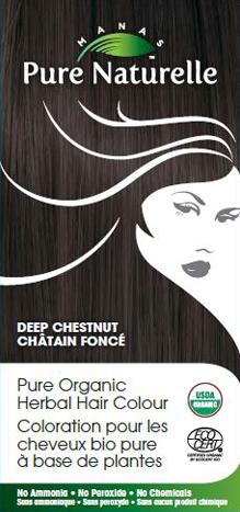 DEEP CHESTNUT - Pure Organic, Manas PURE NATURELLE Herbal Hair Colour - USDA Approved, Certified Organic By ECOCERT SA